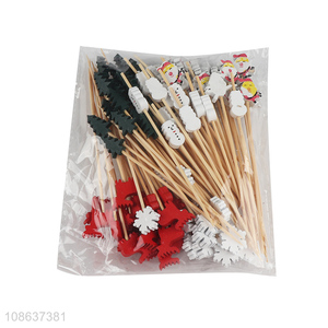 Wholesale 50pcs bamboo cocktail toothpicks disposable fruit picks