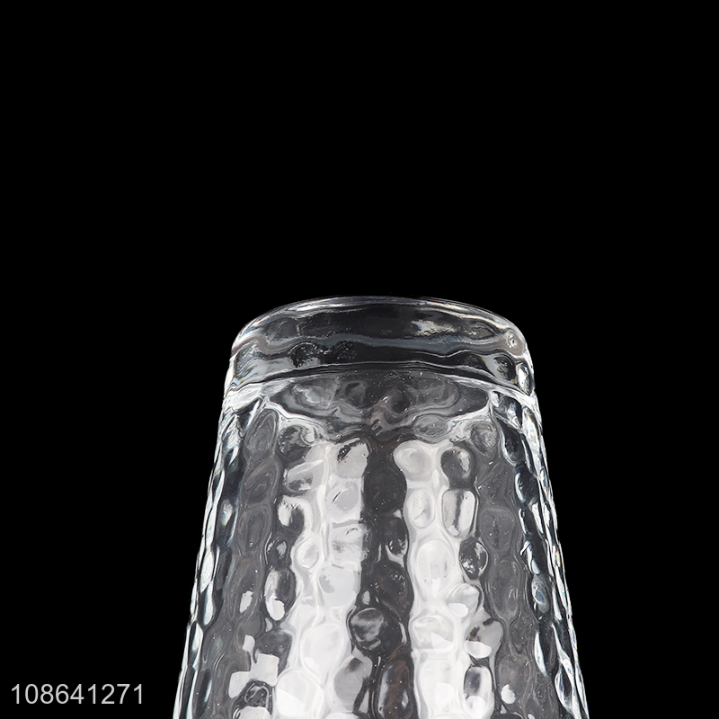 Good quality clear hammer textured glass water cup glass milk cup