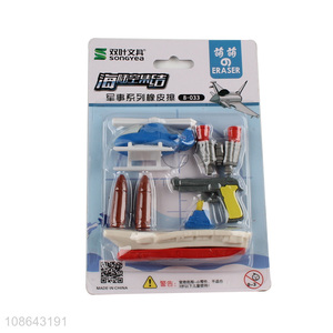 Factory price military series eraser set for kids boys girls