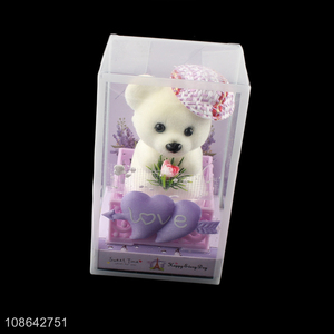 Good peice lovely cartoon bear artificial flower plastic desk ornaments