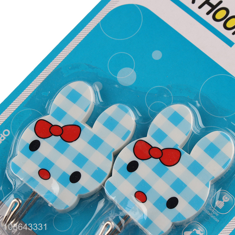 Wholesale 2pcs cute bunny plastic hooks wall hanging sticky hooks