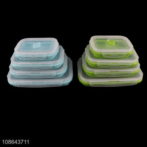 Hot selling silicone foldable 4pcs lunch box set wholesale