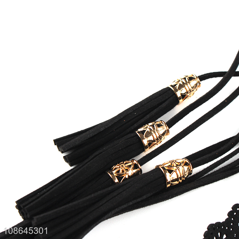 Yiwu factory black ladies lace tassel waist belt for decoration