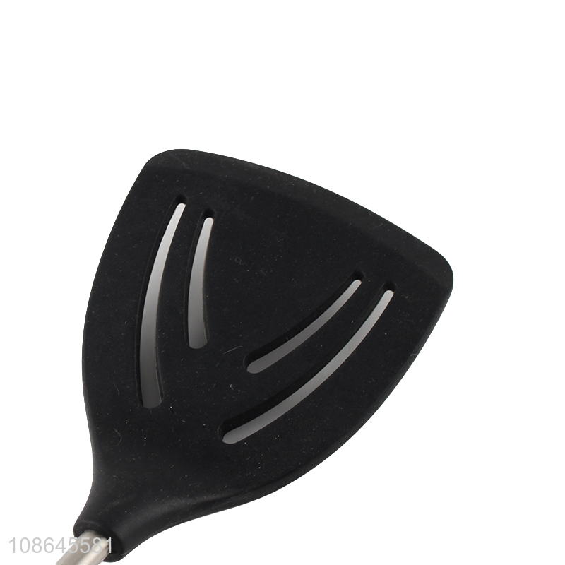 Good quality heat resistant non-stick silicone slotted frying spatula