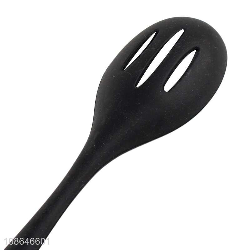 Most popular black silicone kitchen utensils slotted ladle spoon