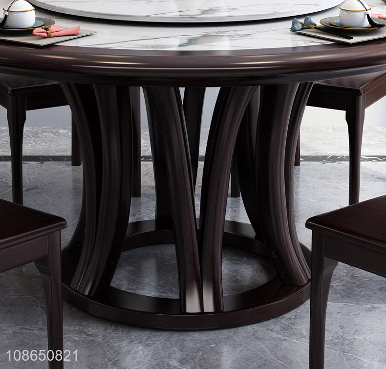 Hot selling luxury style round rock plate dining table for home furniture