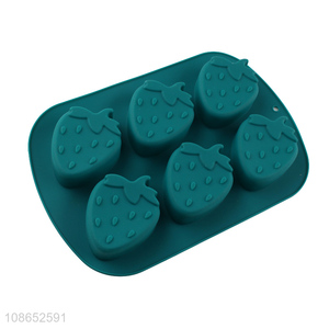 Wholesale 6-cavity strawberry shape silicone cake molds silicone baking molds