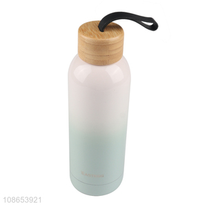 Recent design insulated stainless steel water bottle with bamboo lid