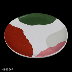 Wholesale round glazed ceramic plate porcelain dish artistic dinnerware