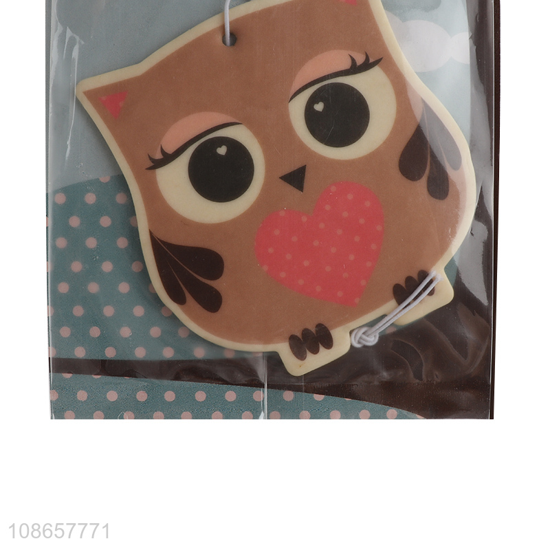 Good selling owl shape cartoon hanging car aromatherapy tablet