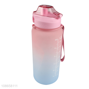 Factory wholesale plastic gym water bottle with flip top lid & straw