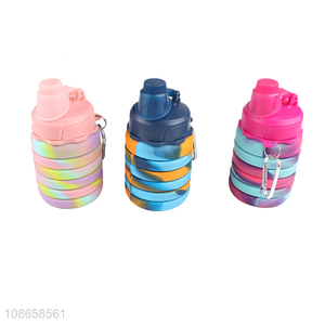 Top selling outdoor portable silicone folding water cup drinking bottle