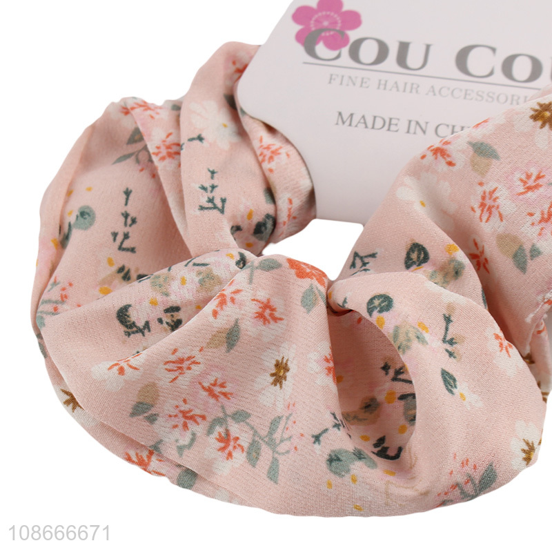 Best selling floral print elastic hair scrunchies hair bands