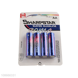 Wholesale 4pcs 1.5V AA alkaline batteries zinc manganese batteries