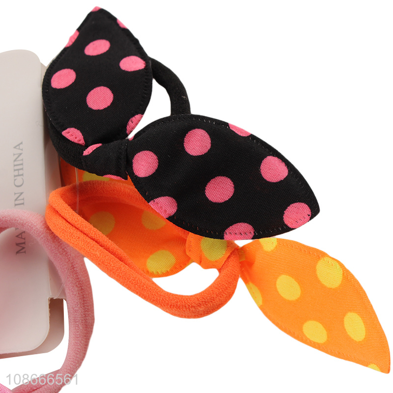 Wholesale cute polka dot rabbit ear hair bands hair rings for girls