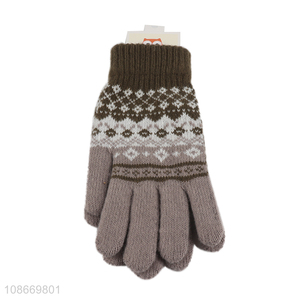 Good quality men winter gloves full finger outdoor knitted mittens