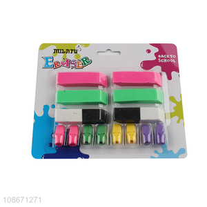 Wholesale colorful pencil cap erasers set kids school stationery