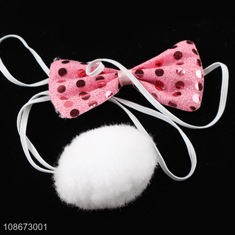 Wholesale bunny cosplay costume set with bunny ear headband, tail and bow tie for Halloween