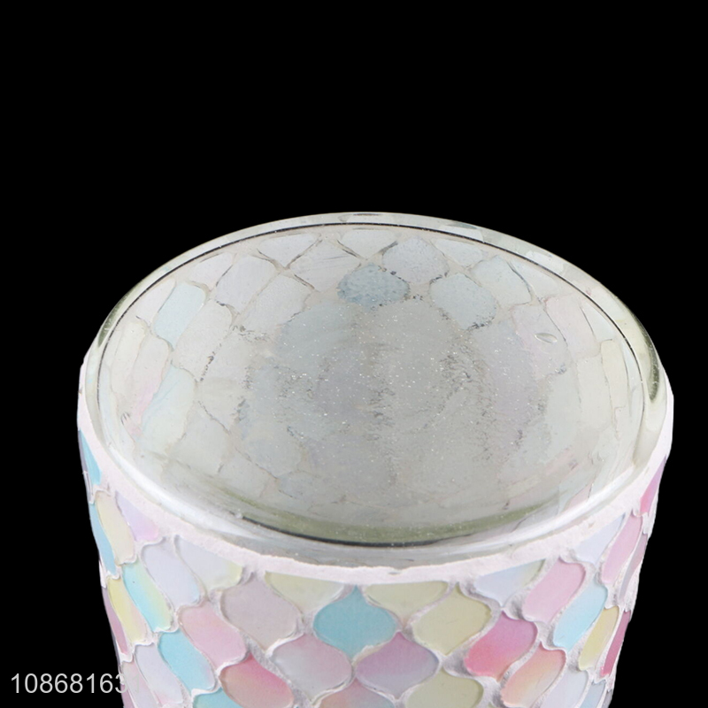 Most popular candy color mosaic glass flower vase for home décor