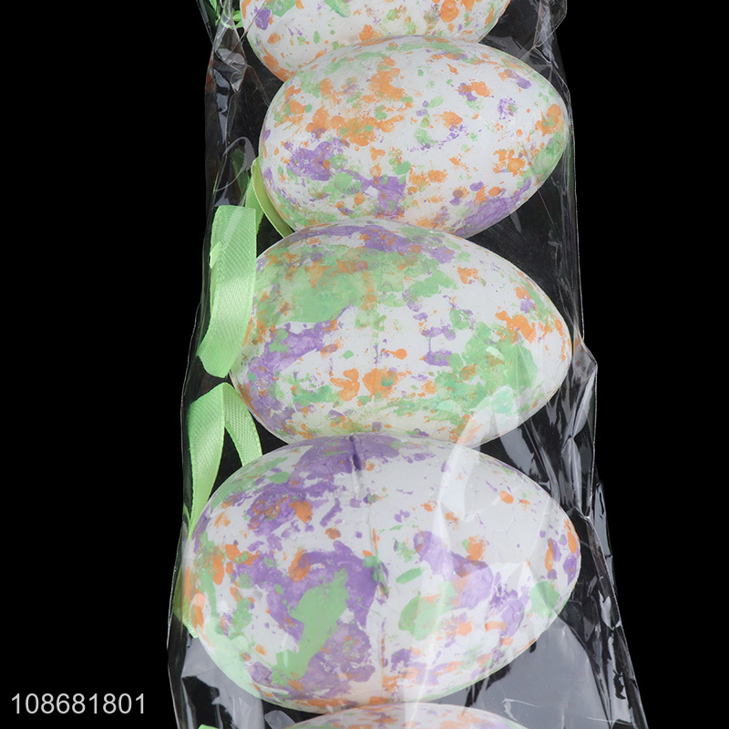 Hot sale 6pcs Easter ornaments hanging foam eggs for party decor