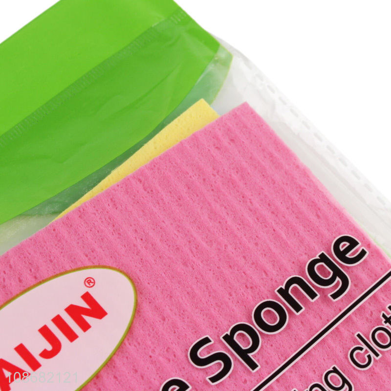 Factory price 3pcs home cellulose sponge absorbent cleaning cloth