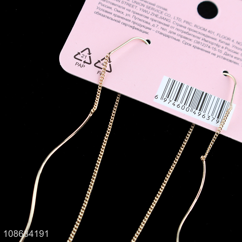 New product minimalist chain threader earrings for women girls teens