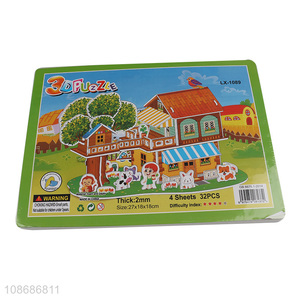 Good quality 32 pieces 3D house puzzle DIY model building toy