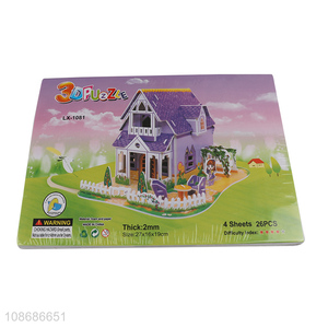 Factory price 26 pieces 3D purple house jigsaw puzzle toy