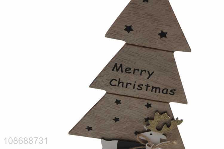 Good quality standing wooden Christmas statue figurine for tabletop decor