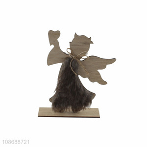 Wholesale rustic wooden Christmas angle figurine Christmas tabletop decor