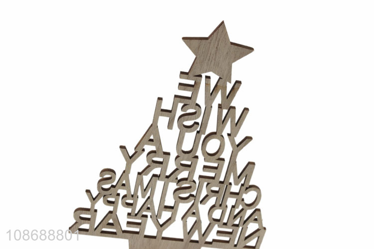 Wholesale laser cut wooden cutout Christmas tree figurine for Xmas decor