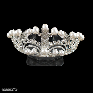 Hot items women hair accessories wedding bridal pearl crown for sale