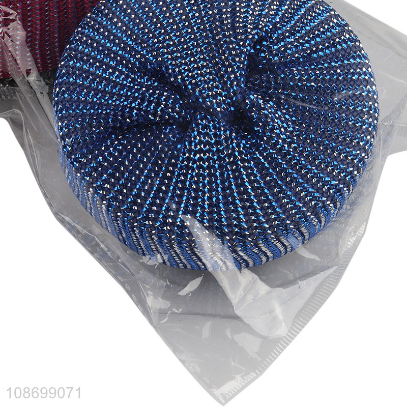 Wholesale sponge scrub brush stainless steel scourer set for dishwashing