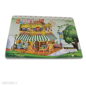 Wholesale 36 pieces 3D cafe jigsaw puzzle DIY model building toy