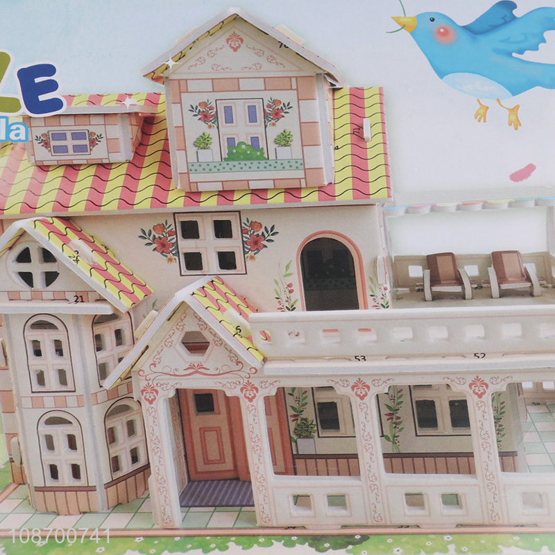 New product DIY 3D European style villa jigsaw puzzle toy for kids