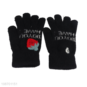 Top selling girls polyester warm winter gloves touch screen glove wholesale