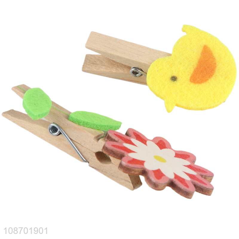 Factory supply Easter clips wooden cartoon photo clips clothespins