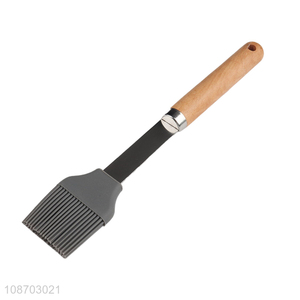 Hot items silicone oil brush barbecue brush with wooden handle