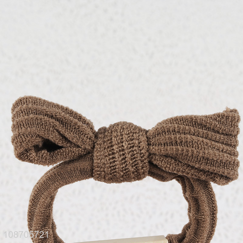 Hot sale fashion elastic bowknot hair ties terry cloth hair bands