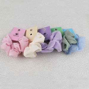 Top sale fashion vintage satin coil hair scrunchies hair ring for girls