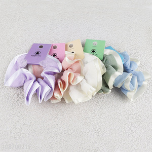 Good price white edge colored yarn hair rope hair scrunchies for girls