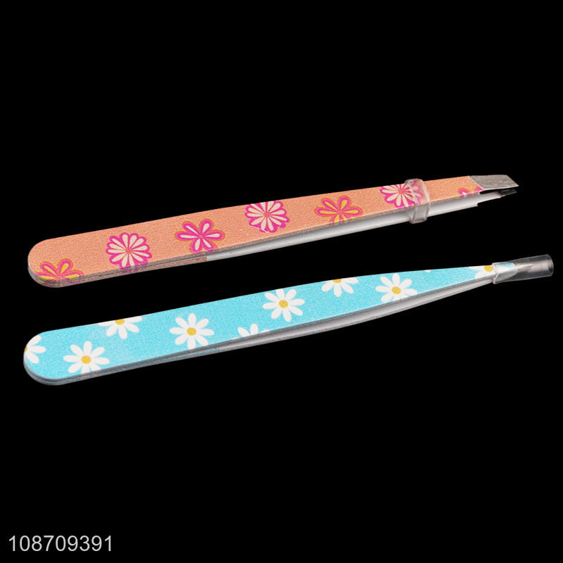 Popular product 4pcs floral print stainless steel eyebrow tweezers set