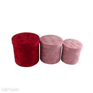 Hot selling round velvet flower arrangement box gift box for wrapping