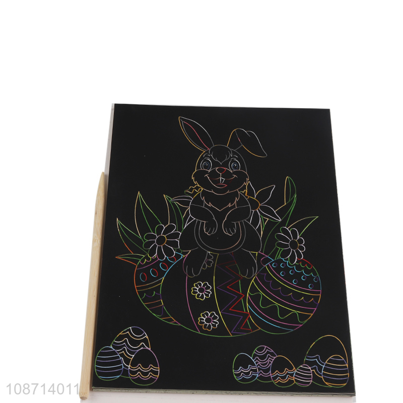 Factory direct sale easter series children diy painting scratch art paper wholesale