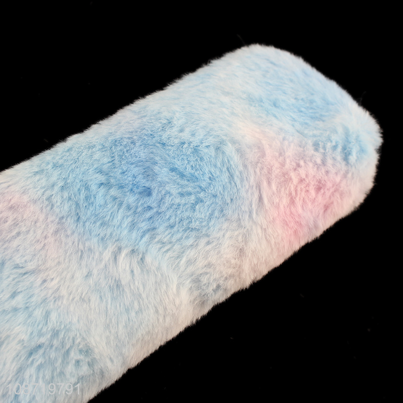 New product large capacity embroidered plush pencil bag fluffy pencil pouch