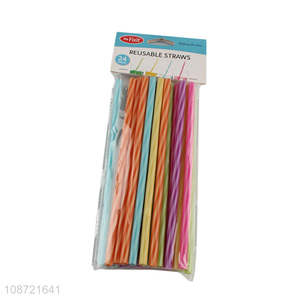 Good price rainbow color reusable plastic drinking straws for smoothies