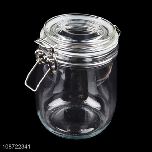 Hot items clear kitchen glass jars flip top glass jar for home