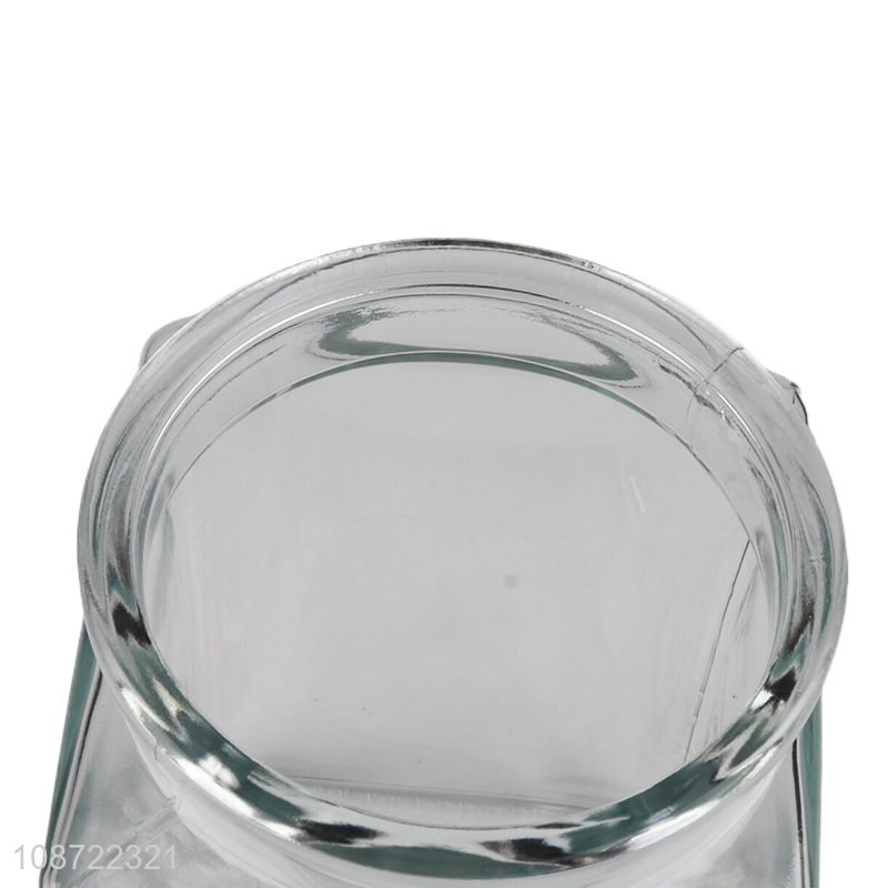 Online wholesale square clear glass food container candy snack storage jar