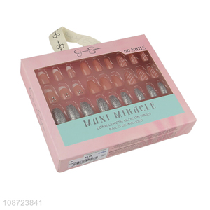 Hot selling full cover press on false nails set with nail glue