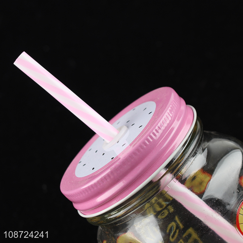 Popular products multicolor clear glass water cup drinking cup with straw